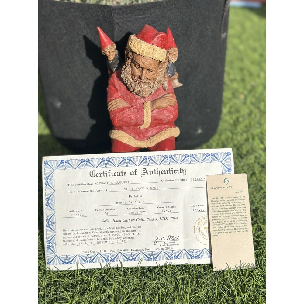 Tom Clark "Nip & Tuck & Santa" Christmas Rare VTG 1987 Number 76 Signed W/COA